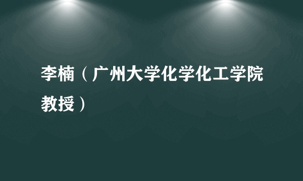 李楠(广州大学化学化工学院教授)