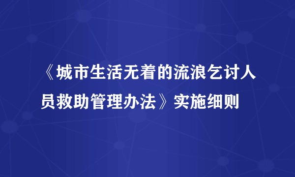 《城市生活无着的流浪乞讨人员救助管理办法》实施细则