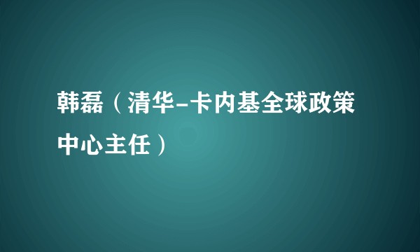 韩磊（清华-卡内基全球政策中心主任）