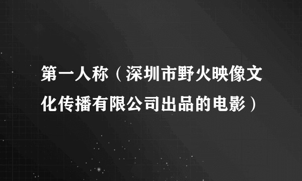 第一人称(深圳市野火映像文化传播有限公司出品的电影)
