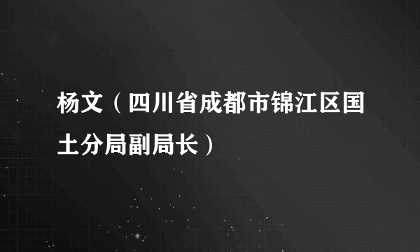 杨文（四川省成都市锦江区国土分局副局长）