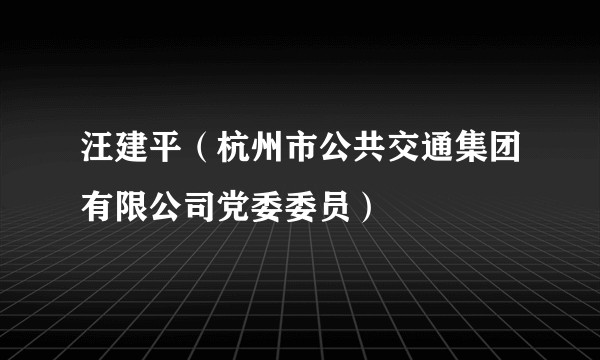 汪建平（杭州市公共交通集团有限公司党委委员）
