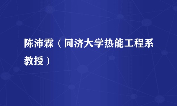 陈沛霖（同济大学热能工程系教授）
