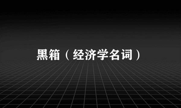 黑箱（经济学名词）