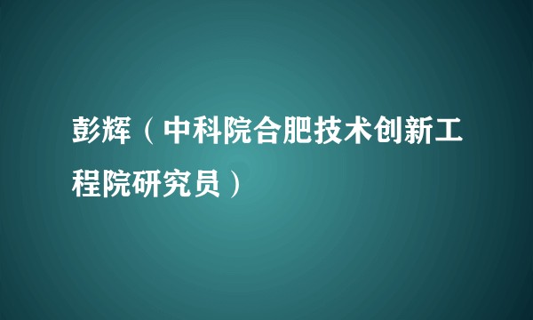 彭辉（中科院合肥技术创新工程院研究员）