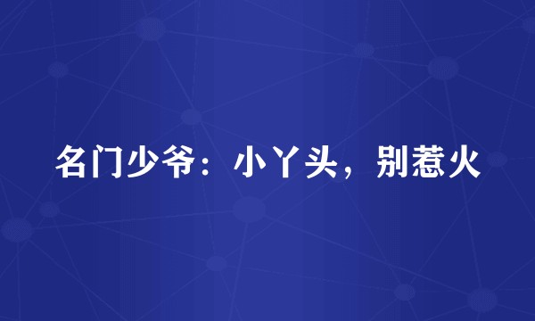 名门少爷：小丫头，别惹火