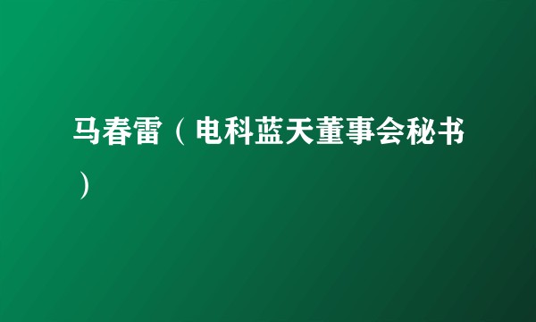 马春雷（电科蓝天董事会秘书）