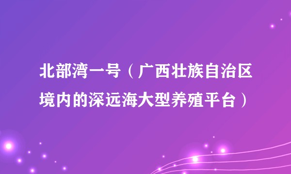 北部湾一号（广西壮族自治区境内的深远海大型养殖平台）
