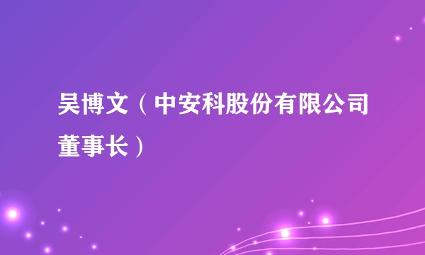 吴博文（中安科股份有限公司董事长）