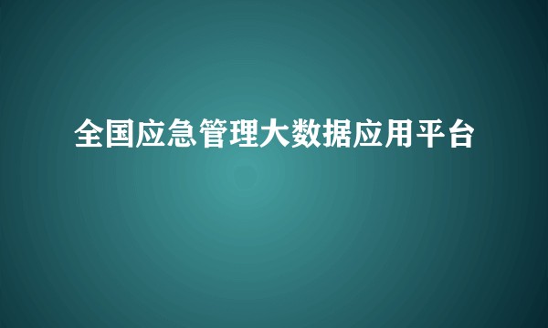 全国应急管理大数据应用平台