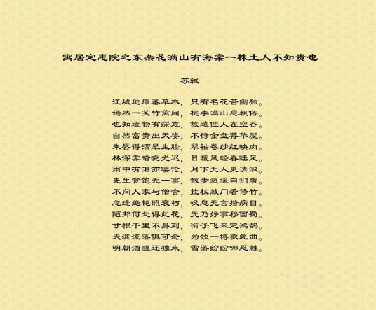 寓居定惠院之东杂花满山有海棠一株土人不知贵也
