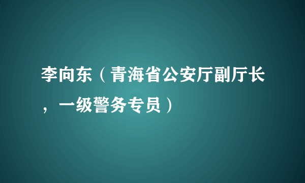 李向东（青海省公安厅副厅长，一级警务专员）