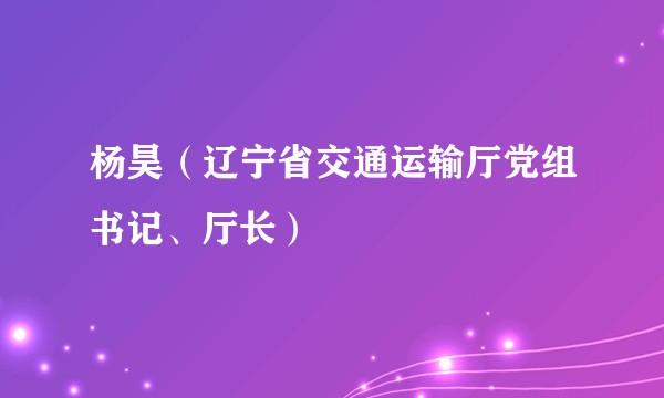 杨昊（辽宁省交通运输厅党组书记、厅长）