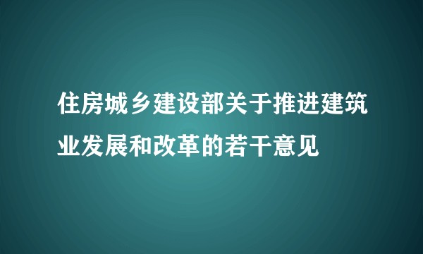 住房城乡建设部关于推进建筑业发展和改革的若干意见