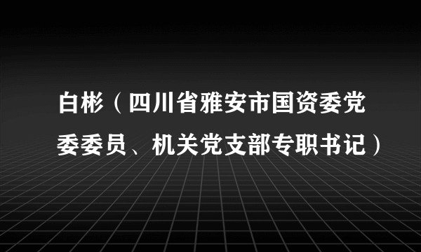 白彬（四川省雅安市国资委党委委员、机关党支部专职书记）