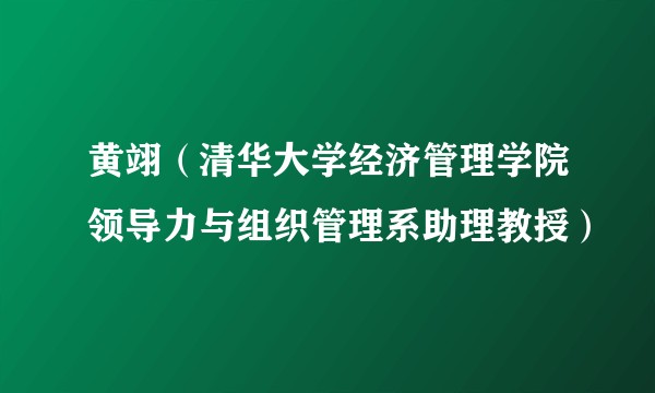 黄翊(清华大学经济管理学院领导力与组织管理系助理教授)
