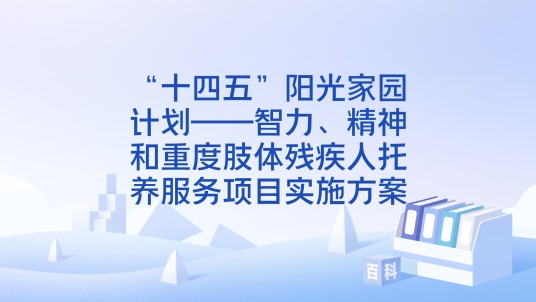 “十四五”阳光家园计划——智力、精神和重度肢体残疾人托养服务项目实施方案