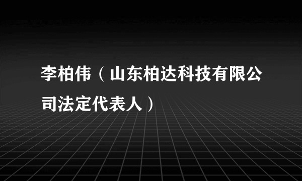 李柏伟（山东柏达科技有限公司法定代表人）