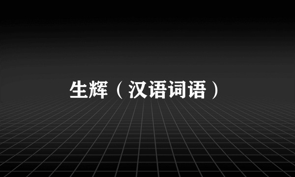 生辉（汉语词语）
