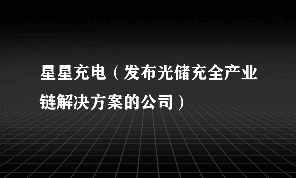 星星充电（发布光储充全产业链解决方案的公司）