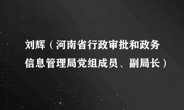 刘辉（河南省行政审批和政务信息管理局党组成员、副局长）