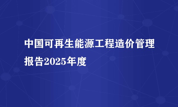中国可再生能源工程造价管理报告2025年度