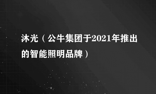 沐光（公牛集团于2021年推出的智能照明品牌）