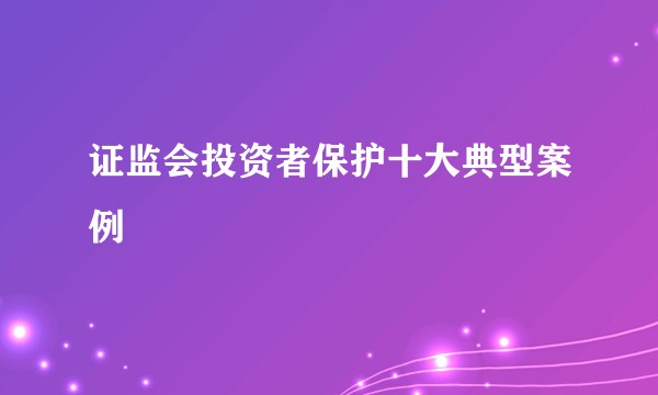 证监会投资者保护十大典型案例