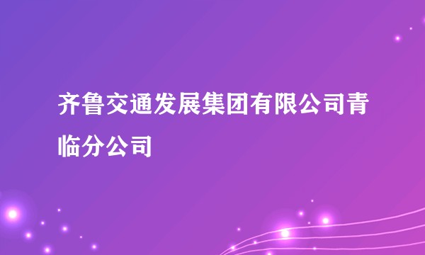 齐鲁交通发展集团有限公司青临分公司