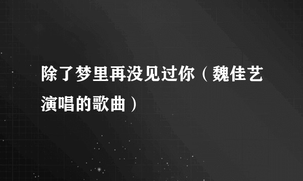 除了梦里再没见过你（魏佳艺演唱的歌曲）