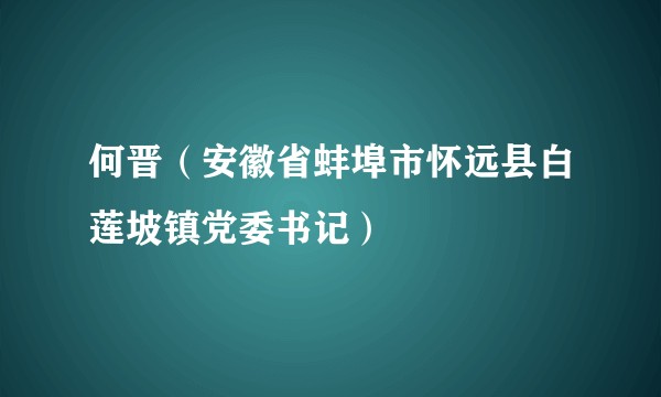 何晋(安徽省蚌埠市怀远县白莲坡镇党委书记)
