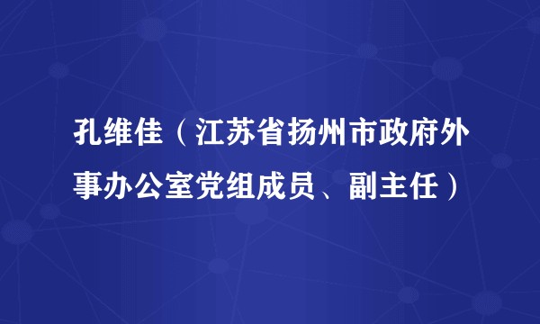 孔维佳（江苏省扬州市政府外事办公室党组成员、副主任）