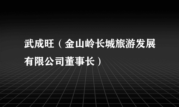 武成旺（金山岭长城旅游发展有限公司董事长）