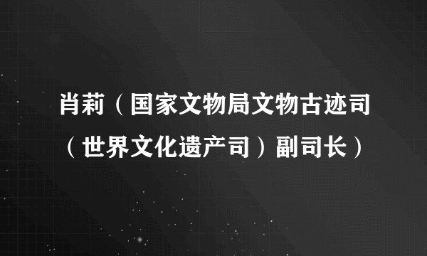 肖莉（国家文物局文物古迹司（世界文化遗产司）副司长）