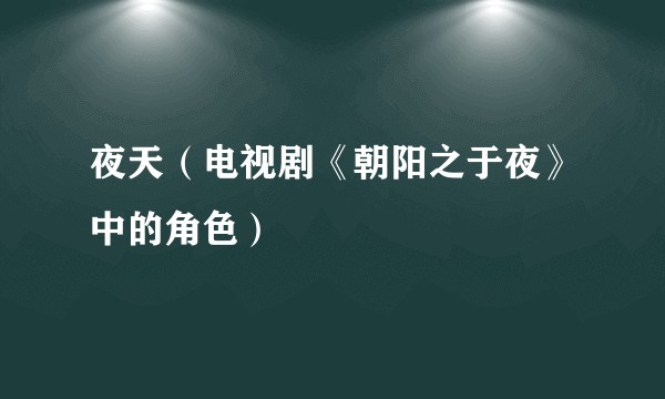 夜天(电视剧《朝阳之于夜》中的角色)