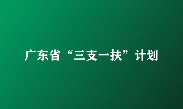广东省“三支一扶”计划