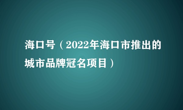 海口号（2022年海口市推出的城市品牌冠名项目）
