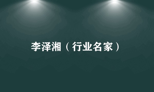 李泽湘（行业名家）
