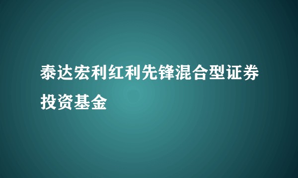 泰达宏利红利先锋混合型证券投资基金