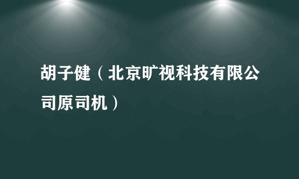 胡子健（北京旷视科技有限公司原司机）