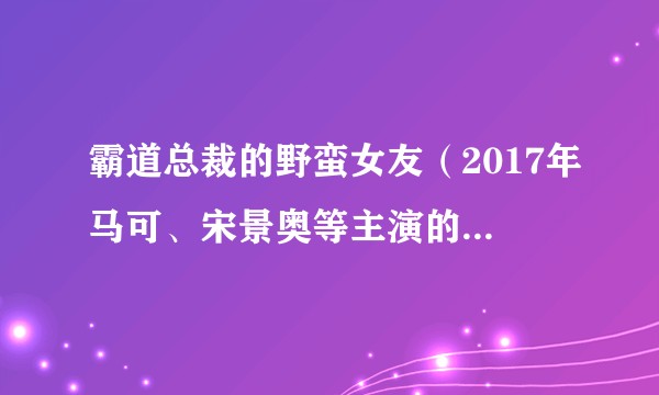 霸道总裁的野蛮女友(2017年马可、宋景奥等主演的中国大陆言情偶像剧)