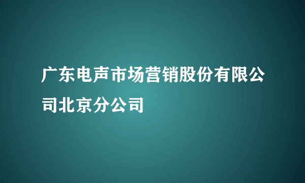 广东电声市场营销股份有限公司北京分公司