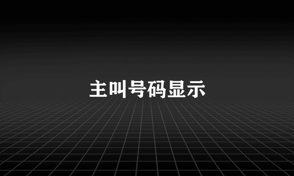 主叫号码显示