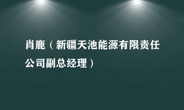 肖鹿（新疆天池能源有限责任公司副总经理）