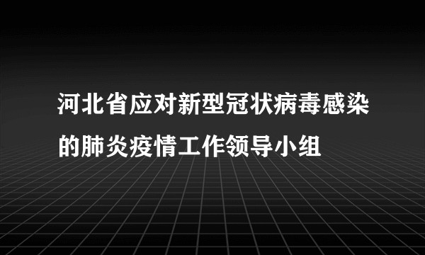 河北省应对新型冠状病毒感染的肺炎疫情工作领导小组