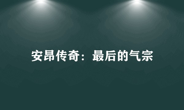 安昂传奇：最后的气宗