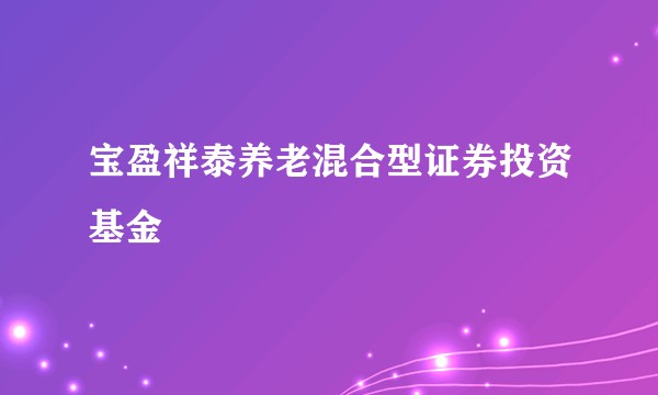宝盈祥泰养老混合型证券投资基金