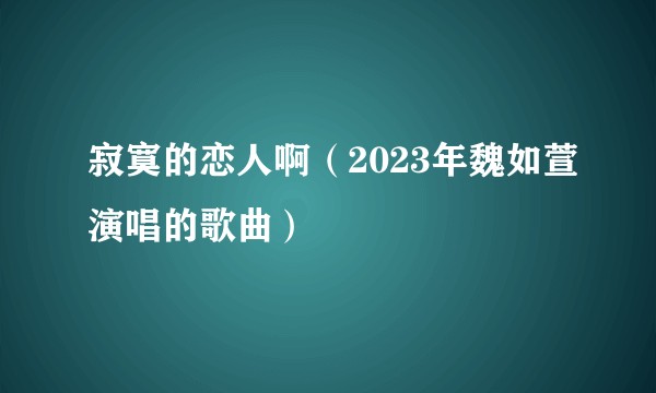 寂寞的恋人啊（2023年魏如萱演唱的歌曲）