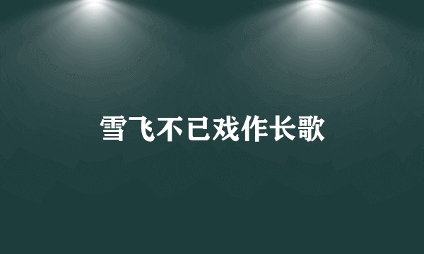 雪飞不已戏作长歌