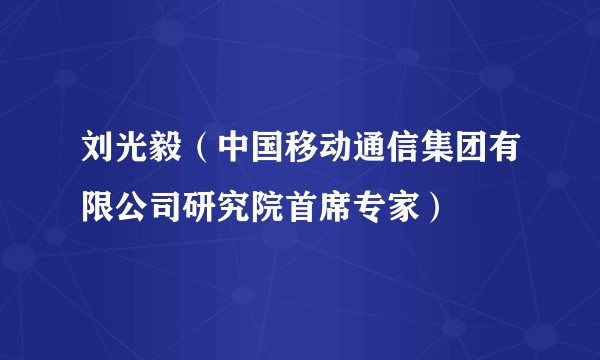 刘光毅（中国移动通信集团有限公司研究院首席专家）